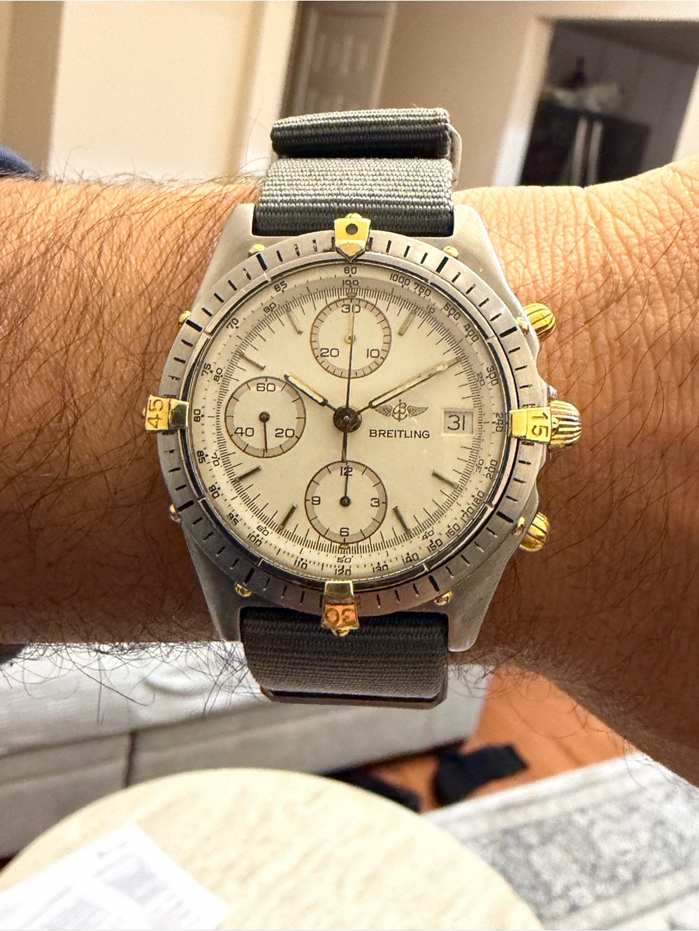 Breitling Chronomat Gold Steel 1990 Vintage Automatic 40mm Watch B13047 81950